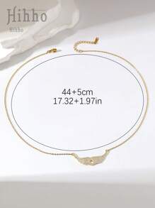 Hihho 1 pieza Collar colgante de lujo para mujer con gemas de circonita incrustadas en diseño de ala de ángel y gota de agua hueca, regalo de joyería
