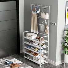 OYAJIA ‌✨ 2025 Ultimate Space-Saving Hallway Organiser | 5-Tier Heavy-Duty Shoe Rack + 8 Anti-Slip Hooks | Stylish Entryway Tree Clothes Rack For British Homes – Instant Assembly, Multi-Room Storage & Perfect Housewarming Gift! ‌ - White - View 1