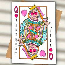 Personalized Stylish Birthday Cards, Queen Of Hearts Birthday Cards With Envelopes, Unique Birthday Cards For Best Friend, Mother, Girlfriend, Daughter, Unusual Things, Cute Aesthetic Items (12cm/4.7in*17cm/6.7in)