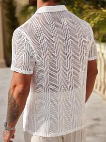 Camicia casual da uomo estiva con design traforato