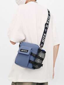 高中生大学新生多功能单肩包单肩包休闲包迷你男士字母图案方形包带包饰，手提包书包适合旅行、大学、运动、通勤