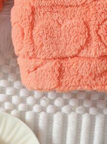 Girls' Winter New Warm Plush Love Hooded Korean Fashion Two-Piece Suit, Suitable For Outdoor Scenes. - 橘色 - 查看 4