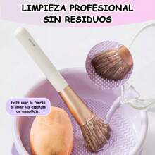 Limpiador de Brochas de Maquillaje 3 en 1 Cesta de Secado Multifuncional con Mango Cesta Limpiadora de Silicona Alfombrilla Limpiador de Esponja. - Multicolor - Ver 7