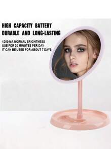 1 pieza Espejo de maquillaje con LED y tacto, 3 niveles de brillo + 3 temperaturas de color, espejo de alta definición, carga rápida tipo C extraíble, luz de relleno 1:1 verdadera/bandeja de almacenamiento portátil, para tocador de escritorio de estudiante/viaje, luz de relleno inteligente sin cable