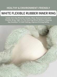 Women's Fluffy Plush Car Steering Wheel Cover (With Inner Ring), Soft Warm Cute Auto Accessories, Applicable To Vehicles, Sedans, Universal, Furry, Anti-Slip, Standard Size 14.5-15 Inches - one-size - View 6