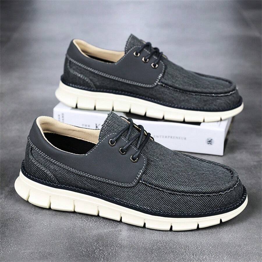 Men's Outdoor Casual Sports Shoes, Lace-Up, Casual Cargo Style Style, Soft Canvas Upper With Flexible Sole