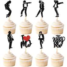 创意迪斯科舞者纸杯蛋糕装饰物、黑色闪光水龙头音乐舞者纸杯蛋糕装饰品、音乐主题生日派对蛋糕装饰用品 - 彩色 - 查看 9