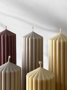 1 Piece Handmade Cylindrical Aromatherapy Candle, 3D Striped Aesthetic Ribbed Geometric Abstract Design, Suitable For Home Decoration, Fireplace, Room, Living Room, Center Decoration, Office, Atmosphere Decoration Candle, Gift Candle, Soy Candle, Candle Set, Candle Center, Birthday Candle, Candle Holder, Friend Gift, Lady Gift, Candle Home Decoration, Winter Gift, Gift Decoration, Cute Candle, Aromatherapy Candle - Multicolor - View 4