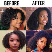 BINF Afro Kinky Curly Clip In Hair Extensions Brazilian Virgin Human Hair 120gt Brazilian Natural Color Virgin Hair Natural Color - Natural Black - 查看 9