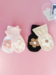 4 paar schattige babysokken met bloemenprint, 0-1 jaar oud, geschikt voor dagelijks gebruik