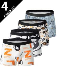 Set de 4 bóxers ajustados de tiro medio y color liso para adolescentes hombres