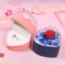 1 pièce Boîte cadeau en forme de cœur romantique avec fleur de savon, boîte de présentation pour la demande en mariage, emballage de bijoux, boîte cadeau pour la Saint-Valentin, cadeau de couple, cadeau de fête pour femme