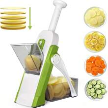 Cortador Mandolina, cortador de verduras, picador de verduras manual, rallador de verduras con protección anti-Cortes y grosor ajustable - Multicolor - Ver 1