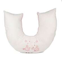 Nursing Pillow In 100% Cotton Linen With Embroidered Zipper For Boys And Girls Baby Layette - Rosa Pálido - Ver 2