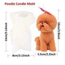 Molde de Silicone para Vela em Forma 3D de Cachorro de Pelúcia Deitado, Molde de Sabão de Animal Poodle, Molde de Silicone de Cachorro, Decoração de Filhote, Vela de Cera de Soja, Arte de Gesso e Resina
