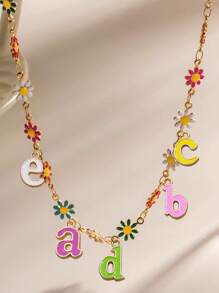 Personalized Daisy Necklace - Custom Initial Dopamine Color Jewelry For Women, Adjustable Collarbone Chain With Spring Floral Charm, Dainty Everyday Accessories.Perfect For Girls, Friends, Family - Birthday Party Jewelry, Travel/Back-To-School/Graduation Season Gift.