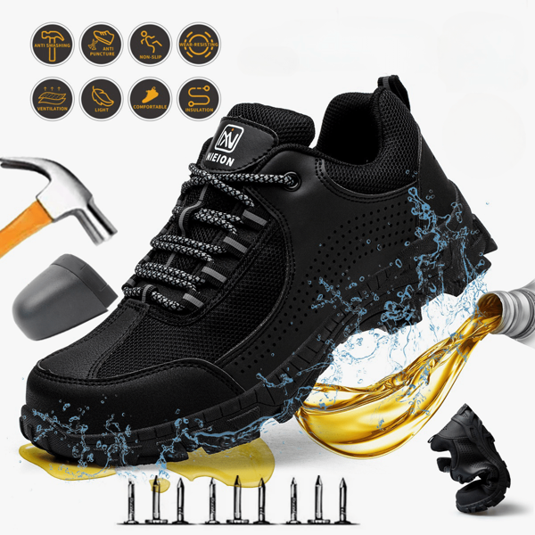 Zapatos De Trabajo De Seguridad Para Hombres Con Puntera De Acero Diseño Transpirable A Prueba De Golpes Y Pinchazos