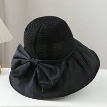 1pc Polyester Foldable Wide Brim Bucket Hat, Sun Protection Outdoor Bucket Hat For Travel