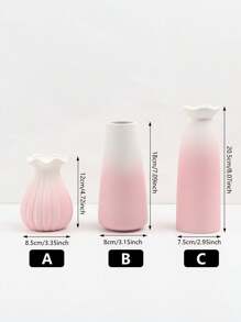 1Pc Pink Ceramic Vase, Ceramic Flowers Vase Modern Style For Modern Table Shelf Home Decor Centerpieces Wedding Party Artificial Decorative Vase Back To School Room Decor School Supplies Flower Vase Glass Vase