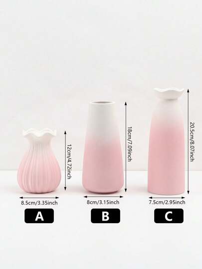 1Pc Roze Ceramic Vase, Flowers Vase Moderne Tafel Shelf Home Centerpieces Wedding Artificial ative Back To School Room Supplies Flower Glass view 2