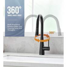 Black Kitchen Tap, Kitchen Tap With Pull Out Spray Stainless Steel Kitchen Mixer Tap Black Kitchen Sink Tap Kitchen Taps Matte Black - Matte Black - View 3