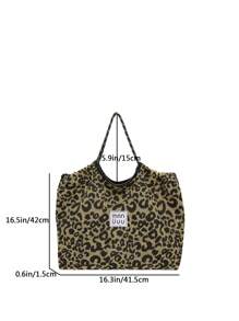 Leopard Print Drawstring Bag, Large Capacity Underarm Bag, Fashion Commuter Shoulder Bag, New Fall Winter Tiger Print Bag For Women, New Fall Winter Cheetah Print Purse For Women - Black - View 9