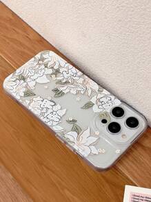 Cute Bunny In Flower Pattern Anti-Drop TPU Transparent Phone Case Compatible With Apple Phones