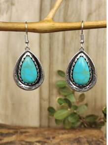 1 paire de boucles d'oreilles vintage bohème en turquoise, design unique convenant à toutes les occasions