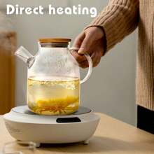 1 件套玻璃茶壶炉灶，硼硅酸盐透明茶壶配竹盖，玻璃茶壶带可拆卸过滤嘴，茶壶开花和散叶茶壶茶冲泡器适用于露营玻璃茶壶，炉灶和微波炉友好型玻璃硼硅酸盐茶壶 - 彩色 - 查看 5
