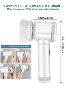 1pc Handheld Electric Cleaning Brush With 5pcs Replacement Head Electric Spin Scrubber,Bathroom Cleaning Brush Power Scrubber For Kitchen, Bathroom Tub, Home,Shower Tile, Carpet Bidet, Cordless Spin Scrubber Household Suppliers Gadgets. (This Product Is Suitable For Cleaning General Stains. For Excessively Difficult-To-Clean Stains, Please Use Other Products With Higher Power.) - Multicolor - View 12