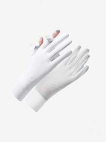 1 Pair Of Women's Ice Silk Sunscreen Gloves Girls Summer UV Sunscreen Wear Ice Clamshell Non-Slip Touch Screen Color Matching Fashion Gloves Suitable For Cycling And Driving Outdoor Leisure - Multicolor - View 11