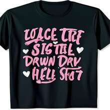 Bold Black T-Shirt With Whimsical Pink Graffiti Graphic.