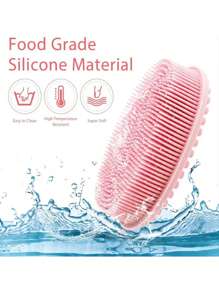 Silicone Shampoo Shower Brush, Double-Sided Massage Bath Brush, Silicone Body Scrubber For Shower, Body Exfoliating Brush, Premium Silicone Loofah, Head Brush, For Cleaning Dirt And Stains, Soft Home Bathroom Decor Fall Decor Back To School - Multicolor - View 2