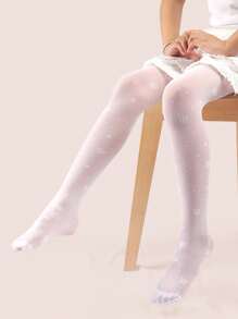 1/2 par de mallas finas estilo bailarina con diseño de mariposa para niñas - Blanco - Ver 7