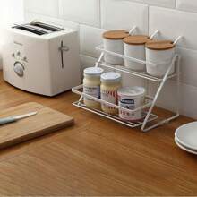 1 件橱柜角落香料罐收纳架，家庭厨房储物架 - 白色 - 查看 4