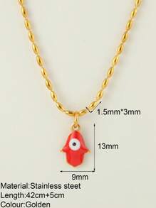 1pc Stylish Collarbone Chain Necklace With Devil's Eye & Palm Pendant, New Fashion Jewelry For Women, Suitable For Daily Wear, Festivals And Gifts