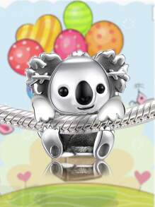 1pc Lovely Koala Holds Trees DIY Charms Beads Pendant For Women Bracelet Bangle And Necklace Accessories S925 Sterling Silver Fine Jewelry Making For Sisters Friendship Gift - Silver - View 1