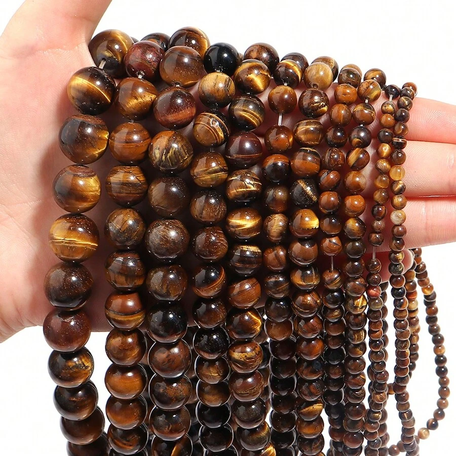1 pieza de cuentas de piedra de ojo de tigre de Malabar natural, cuentas hechas a mano de color amarillo marrón vintage de moda, apropiadas para hacer pulseras, collares, joyería, dijes, al por mayor de cuentas