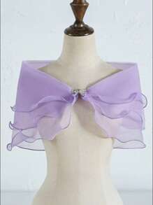 DOMIOURA 1 Pc Lace Short Sleeve Shrug Bridal Wedding Elegant Cape Summer Casual Shawl Banquet Dress Cloak