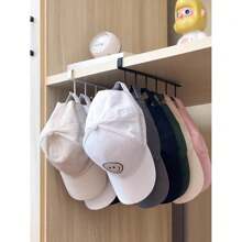 1pc Wall Mounted Hat Organizer Rack With 6 Hooks, Portable Multipurpose Storage Hanger, Over The Door Hat Rack, Closet Organizer Box Suitable For All Types And Sizes Of Hats