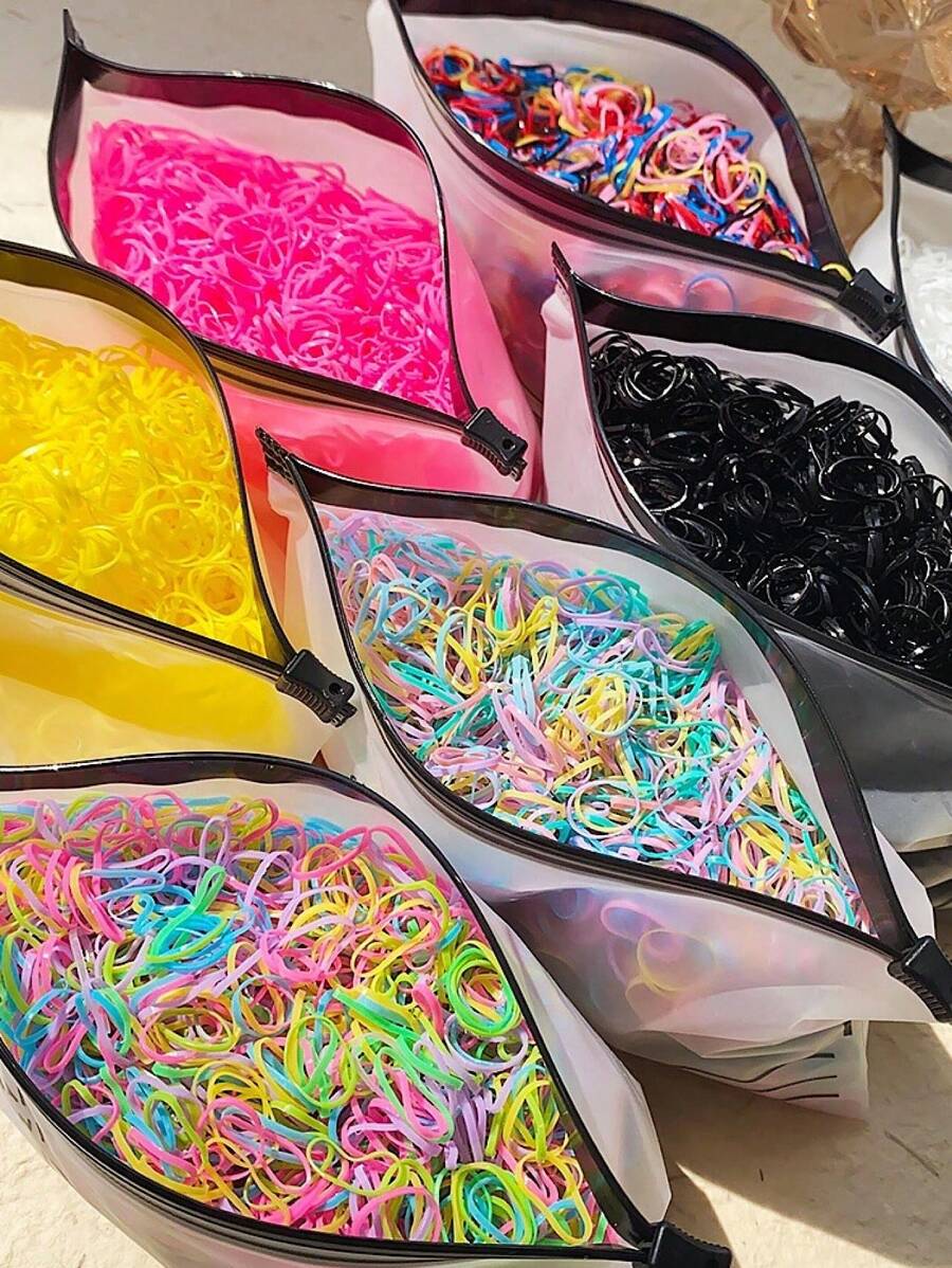 500 Pcs Silicone Hair Scrunchies With Bag Casual Hair Ties - Đầy màu sắc - Xem 1