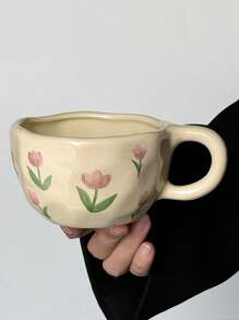 1 件 Ditsy 花卉陶瓷咖啡杯，时尚情侣牛奶杯，高品质早餐杯，适合居家返校 - 彩色 - 查看 12