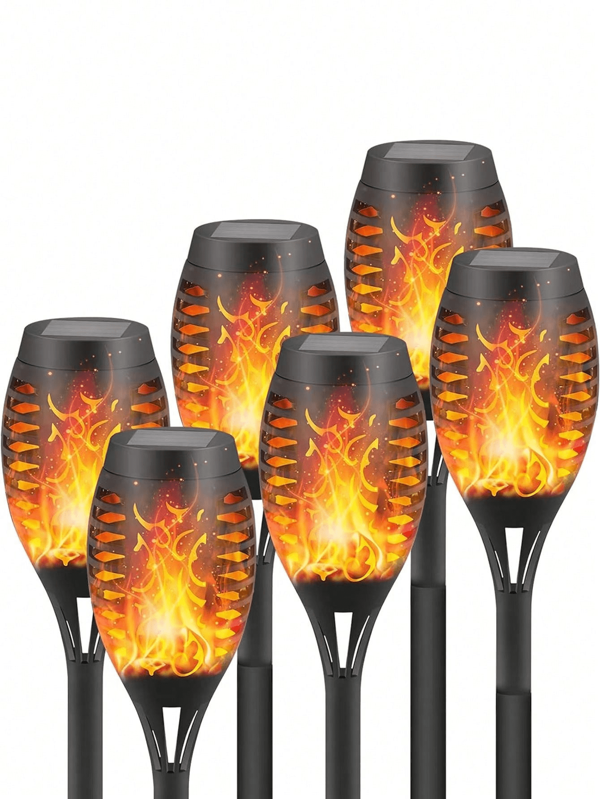 1pc/2pcs/4pcs/8pcs Solar Powered Dynamic Hollow Flame Lawn Lamps, Waterproof Outdoor Garden Park Lighting, Landscape Pathway Lights