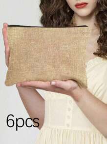 6个空白DIY帆布拉链收纳袋 - 彩色化妆包/铅笔盒，适合收纳小型化妆品、DIY工艺品、洗漱用品、文具、数据线等，多功能帆布袋，适用于家庭、学校和旅行，可涂鸦和手绘DIY - 彩色 - 查看 16