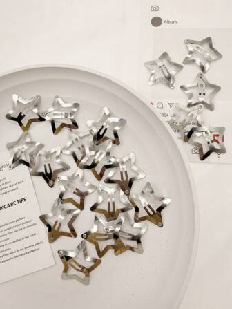 10pcs/20pcs Star-Shaped Red Hair Clips For Women, Y2K Style Barrettes Suitable For Daily Casual Wear, Party, And Matching, School Stuff