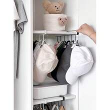 1pc Wall Mounted Hat Organizer Rack With 6 Hooks, Portable Multipurpose Storage Hanger, Over The Door Hat Rack, Closet Organizer Box Suitable For All Types And Sizes Of Hats