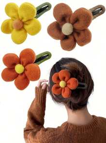 1 件装新款奢华蓬松花朵发夹，发髻发箍发饰，适合女士 - 彩色 - 查看 1