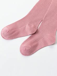 1件装女童/婴幼儿/儿童纯粉色条纹打底裤，公主风踩脚裤，长裤，适合舞蹈、日常穿着、上学等各种场合，四季皆宜 - 粉色 - 查看 5