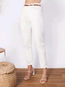 Women's Mom Pants - White - View 1