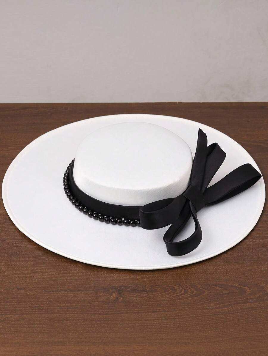 French Style Mini Hat, Bridal Hat, White Hat, Wedding Hat, Headdress Hat, Mini Hat, Women's Hat, Adult Hat, Retro Hat, Qipao Dress Hat, Veil Hat, Mini Hat, Women's Hat, Elegant Women's Hat, Women's Formal Hat - 1134 - View 1